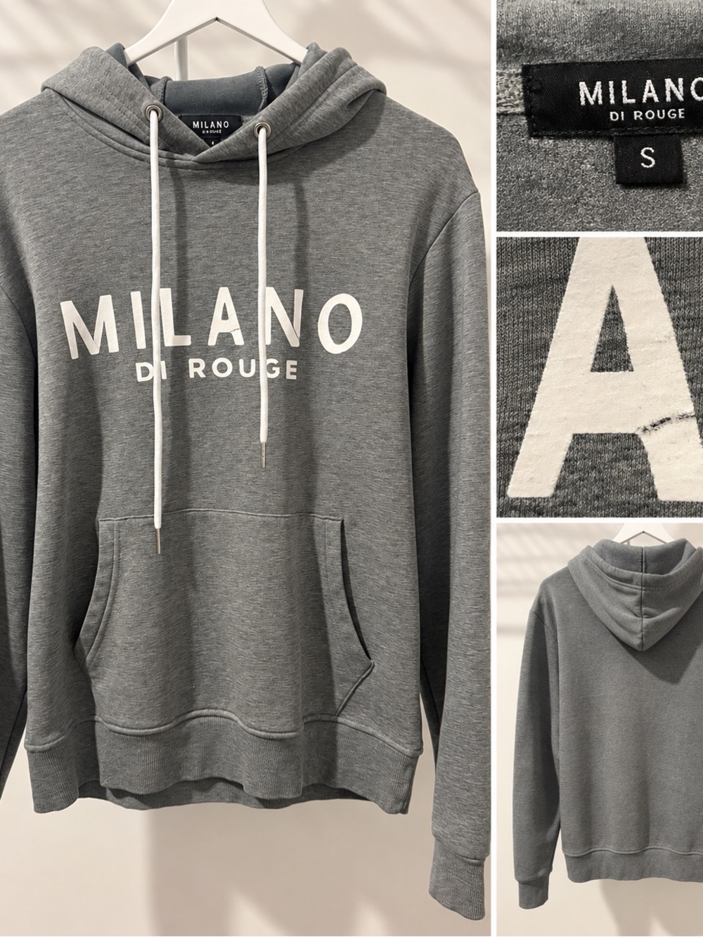 Milano Di Rouge Gray Pullover Hoodie with White Logo